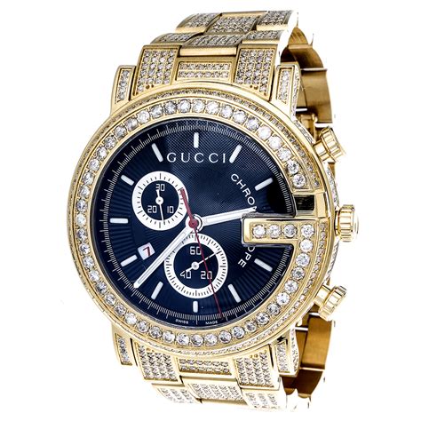 gold diamond gucci watch|Gucci diamond watch for men.